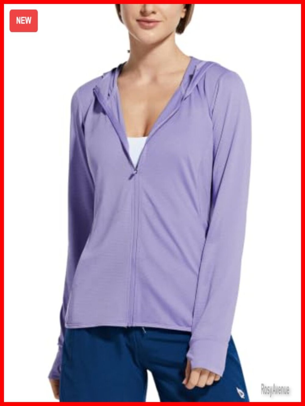 UPF 50+ Sun Protection Full Zip Hoodie Jacket with Thumb Holes